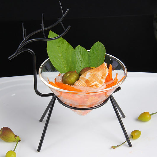 Vajilla de Cristal Transparente Navideño con Diseño de Reno para Cocina Molecular