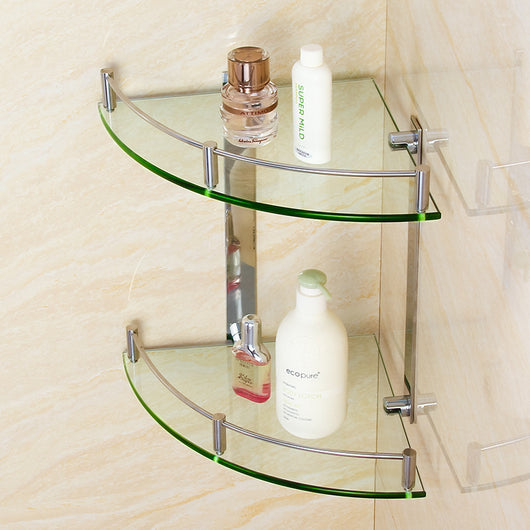 Repisa de Esquina de Vidrio Templado para Baño - Acero Inoxidable con Soporte Ajustable - Image 11