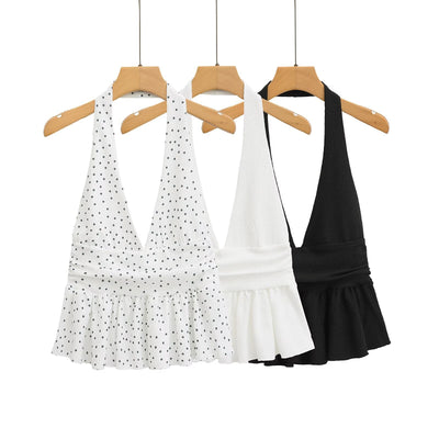 Top Halter Elegante con Detalles Laminados