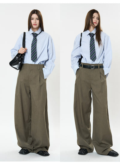 Pantalones Casuales Rectos con Corte Vertical y Acabado Liso - Image 34