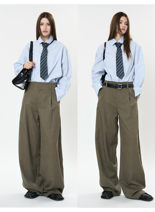 Pantalones Casuales Rectos con Corte Vertical y Acabado Liso - Image 34