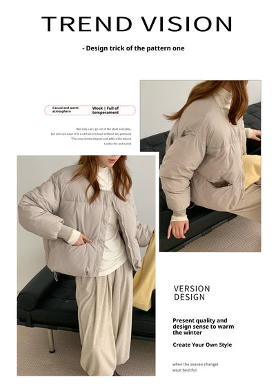 Chaqueta Acolchada Gris Corta para Mujer Talla Grande - Image 18