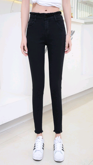 Pantalones Vaqueros Talle Alto con Borde Deshilachado y Abertura Frontal - Image 6
