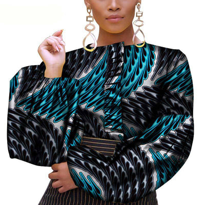 Blusa de Algodón con Mangas Abullonadas y Acabado Encerado - Image 9