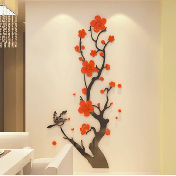 Adhesivo Mural 3D de Cristal Acrílico - Flor de Cerezo para Pared de TV - Image 3