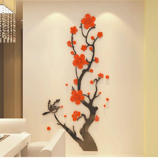 Adhesivo Mural 3D de Cristal Acrílico - Flor de Cerezo para Pared de TV - Image 3