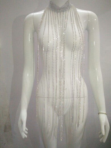 Collar Body Chain Brillante con Borlas y Strass - Image 3