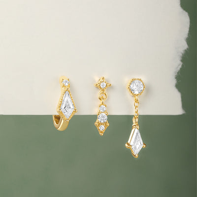 Aretes de Plata Esterlina 925 con Zirconia Geométrica y Borla para Uso Diario - Image 16