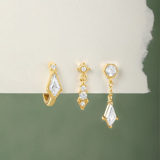 Aretes de Plata Esterlina 925 con Zirconia Geométrica y Borla para Uso Diario - Image 16
