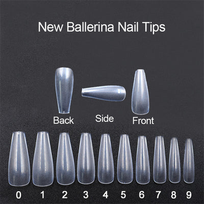 500 Uñas Postizas Transparentes de Color Natural - Efecto Ballet - Image 21