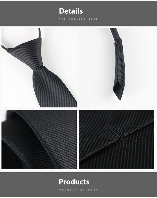 Corbata Negra Rayada Azul con Cierre Rápido - Corbata Ejecutiva Lazy Zip - Image 119