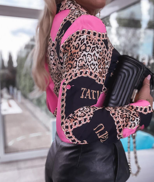Camisa Larga Leopardo Cruzada - Diseño Europeo y Americano para Mujer - Image 9