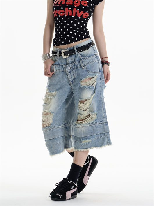 Shorts Denim Rotos Cintura Alta Sueltos para Mujer - Image 12