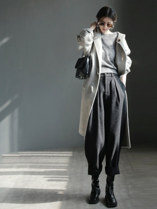 Pantalón de Lana Ancho Cropped Leisure - Diseño Slim Elegante - Image 15