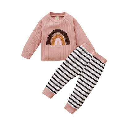 Conjunto Deportivo para Niñas Arcoíris de Algodón con Sudadera y Pantalón - Image 9