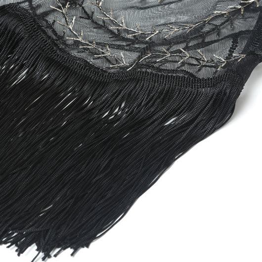 Blusa Capa Suelta con Flecos y Lentejuelas - Malla Transparente - Image 11