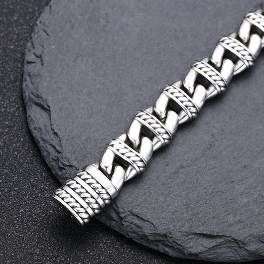 Pulsera de Plata Esterlina con Diseño de Nariz de Cerdo - Estilo Personalidad Grueso - Image 8