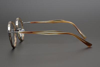 Lentes Retro de Titanio Puro Montura Redonda Carey para Miopía - Image 23
