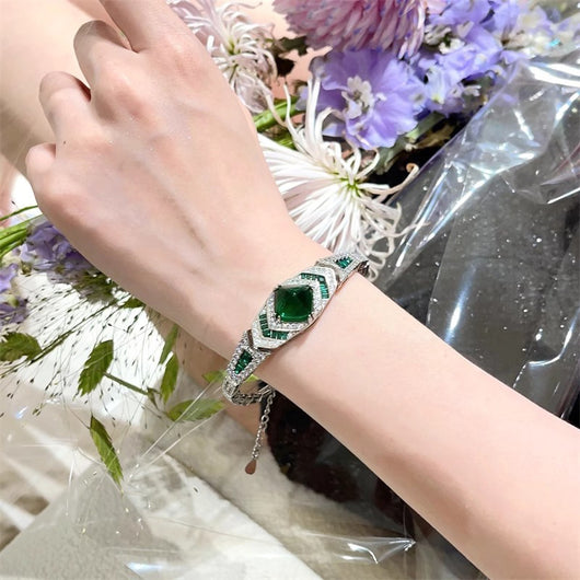 Pulsera Retro de Zircón y Esmeralda para Mujer - Diseño Lujoso y Único - Image 9