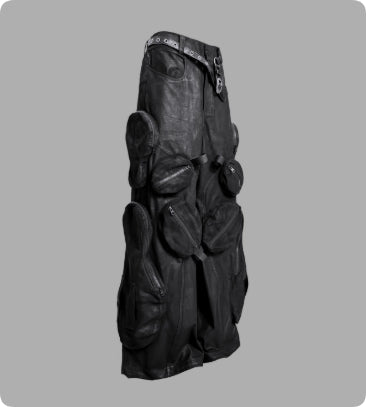 Pantalones Cargo Oversized de Algodón Puro Pesado Negro con Múltiples Bolsillos - Image 9
