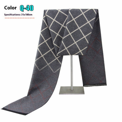 Bufanda Ejecutiva de Cachemira Rayada para Hombre Invierno - Image 45