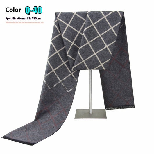 Bufanda Ejecutiva de Cachemira Rayada para Hombre Invierno - Image 45