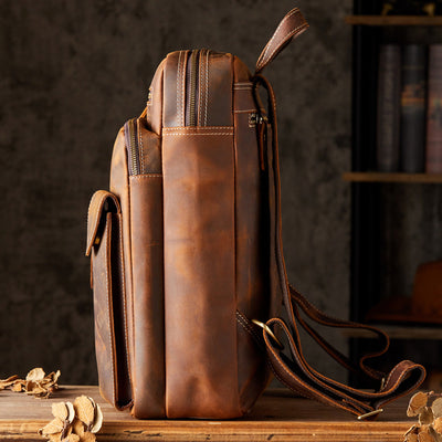 Mochila de Cuero Crazy Horse Artesanal para Hombre - Image 9