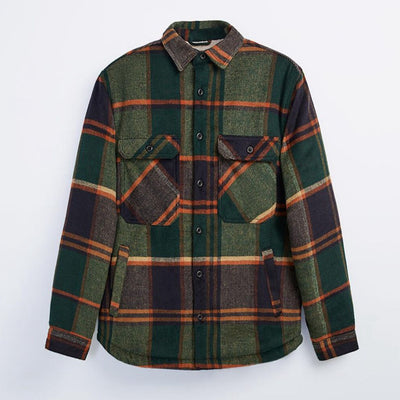 Chaqueta Camisa de Lana Acolchada a Cuadros para Hombre