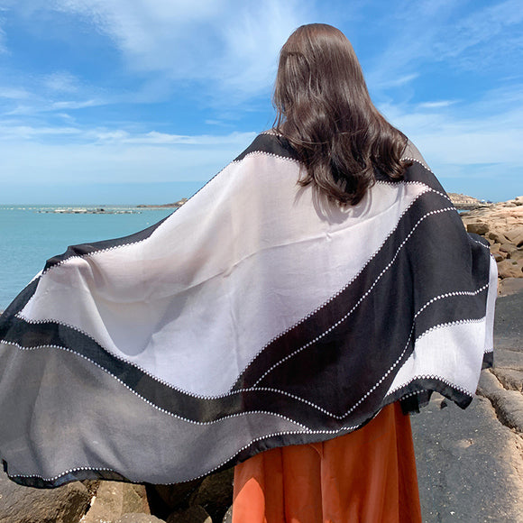 Pañoleta Étnica Oversized para Protección Solar y Estilo