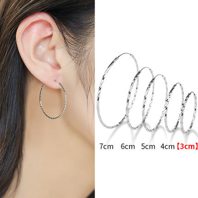 Aretes de Plata Esterlina Círculo Geométrico Grande para Mujer