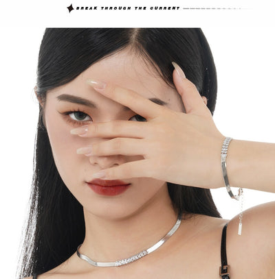 Pulsera Zirconia Plata 925 Cadena Malla Diamante Cuadrado Hueso de Serpiente Rojo Lujo - Image 16