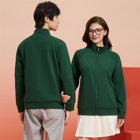 Purple full-zip jacket with a stand-up collar, raglan sleeves, and front pockets, displayed on a hanger. - Image 20
