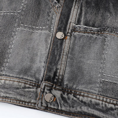 Chaqueta Denim Vintage Destruida Estilo Retro Americano - Image 21
