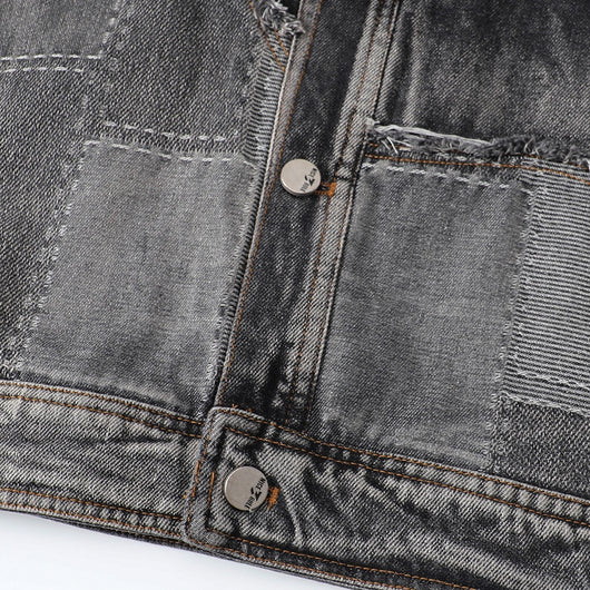 Chaqueta Denim Vintage Destruida Estilo Retro Americano - Image 21