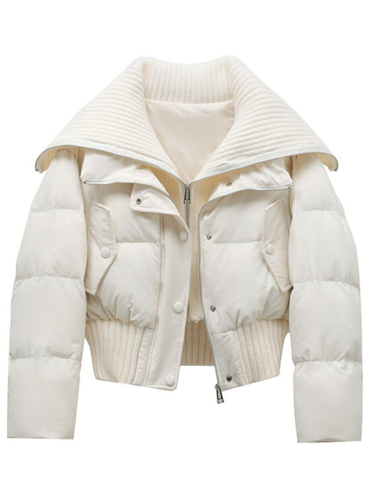 Abrigo de Algodón con Cuello Solapa Diseño Patchwork para Mujer - Image 13