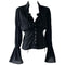 Blusa Negra Ajustada de Cintura con Manga Larga