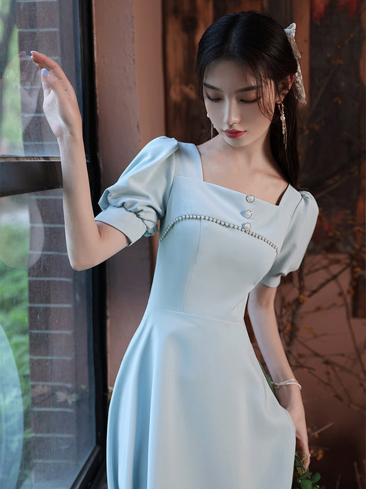 Vestido de Dama de Honor Estilo Francés para Verano