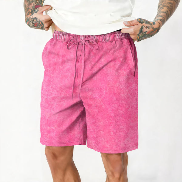 Shorts Casuales Relajados Desteñidos para Hombre