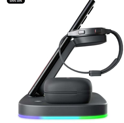 Cargador Inalámbrico Vertical 3 en 1 - Base de Carga para Teléfono, Auriculares y Reloj - Image 13