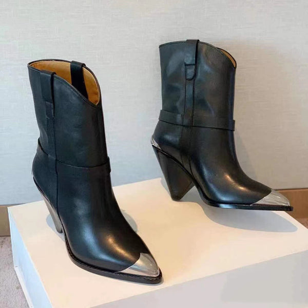 Botas de Tacón Alto Punta Fina con Personalidad para Mujer
