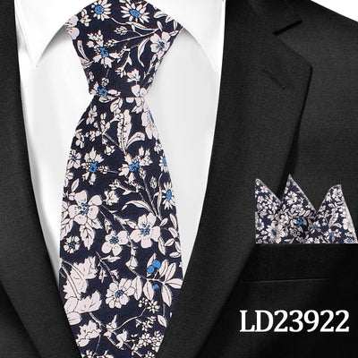 Corbata Casual de Algodón con Estampado Floral 6cm + Pañuelo de Bolsillo - Image 52