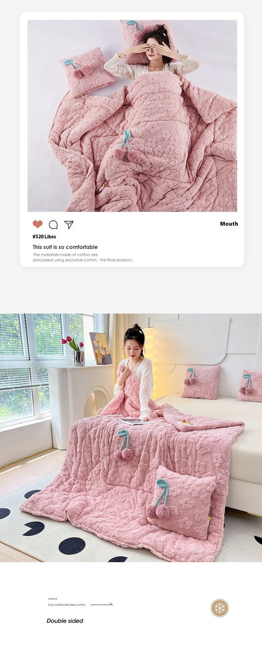 Almohada y Manta 2 en 1 de Felpa Gruesa para Niñas - Image 18