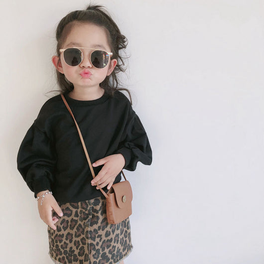 Conjunto Infantil Pato Cartoon con Falda Estampado Leopardo - Image 6