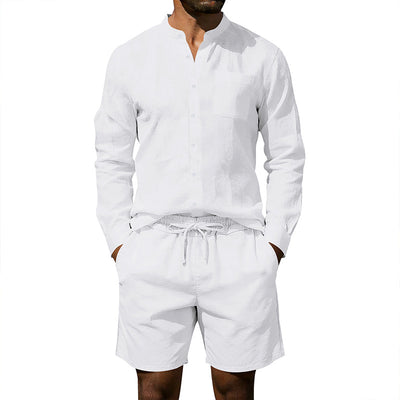 Conjunto de Camisa y Shorts de Lino para Hombre - Image 19