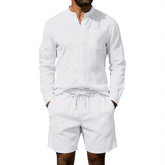Conjunto de Camisa y Shorts de Lino para Hombre - Image 19