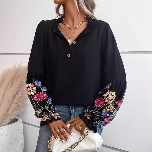 Blusa Larga de Mujer Estilo Europeo y Americano con Cuello en V para Verano - Image 11
