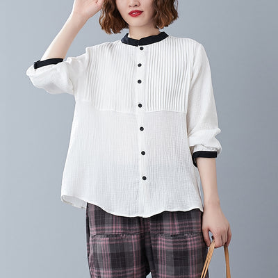 Camisa Cuello Parado de Temperamento Manga Larga Versátil para Tallas Grandes - Image 9