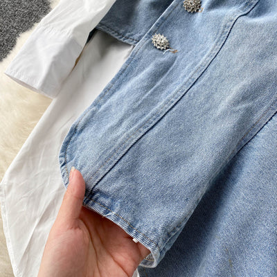 Vestido Camisero Denim con Costuras Irregulares - Image 11