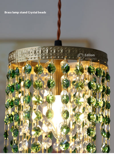 Lámpara de Mesita Retro Verde Glaciar con Cristal Decorativo - Image 8