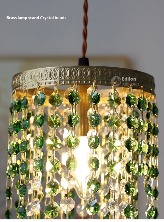 Lámpara de Mesita Retro Verde Glaciar con Cristal Decorativo - Image 8
